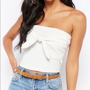 Wild Honey Ribbed Tie Front Tube Top